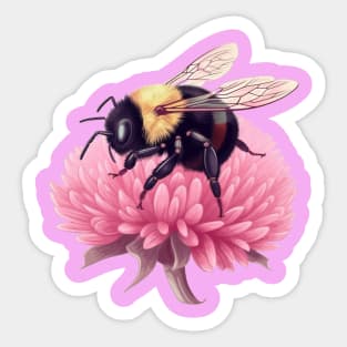 Bumblebee on Pink Flower Sticker